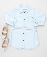 Vestido-Jeans-Infantil-Chemise-Estampado-de-Poa-Manga-Longa-com-Cinto-Azul-Claro-9933309-Azul_Claro_3