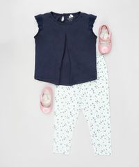 Conjunto-Infantil-de-Blusa-Flame-Manga-Curta-Azul-Marinho---Calca-Estampada-Floral-Verde-Claro-9922708-Verde_Claro_3