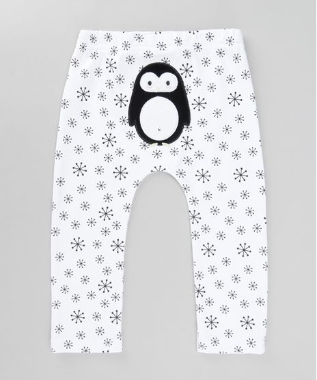 Calca-Estampada--Pinguim--em-Algodao---Sustentavel-Branca-8499619-Branco_1
