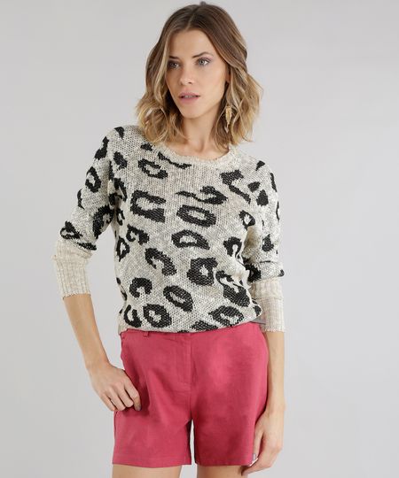 Sueter-em-Trico-Animal-Print-com-Brilho-Bege-Claro-8473494-Bege_Claro_1 Sueter-em-Trico-Animal-Print-com-Brilho-Bege-Claro-8473494-Bege_Claro_1