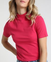Blusa-Feminina-Basica-Manga-Curta-Gola-Alta-Rosa-Escuro-9941595-Rosa_Escuro_4