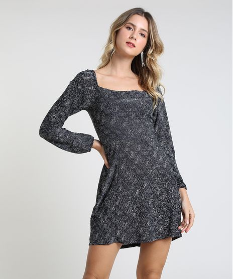Vestido-Feminino-Curto-Estampado-Manga-Bufante-Preto-9904032-Preto_1