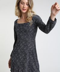 Vestido-Feminino-Curto-Estampado-Manga-Bufante-Preto-9904032-Preto_4