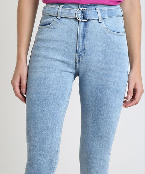calça jeans feminina cintura alta com cinto