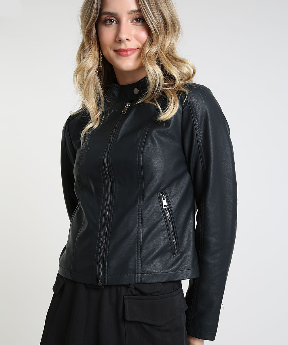jaqueta biker feminina preta