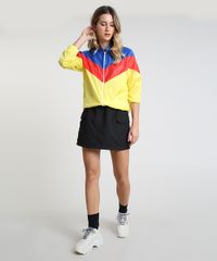 Jaqueta-Corta-Vento-Feminina-em-Nylon-com-Recortes-Amarela-9943599-Amarelo_3