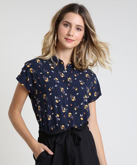 camisa feminina cropped estampada