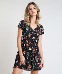 Vestido-Feminino-Curto-Estampado-Floral-Manga-Curta-Preto-9877764-Preto_1