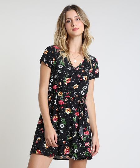 Vestido-Feminino-Curto-Estampado-Floral-Manga-Curta-Preto-9877764-Preto_1 Vestido-Feminino-Curto-Estampado-Floral-Manga-Curta-Preto-9877764-Preto_1