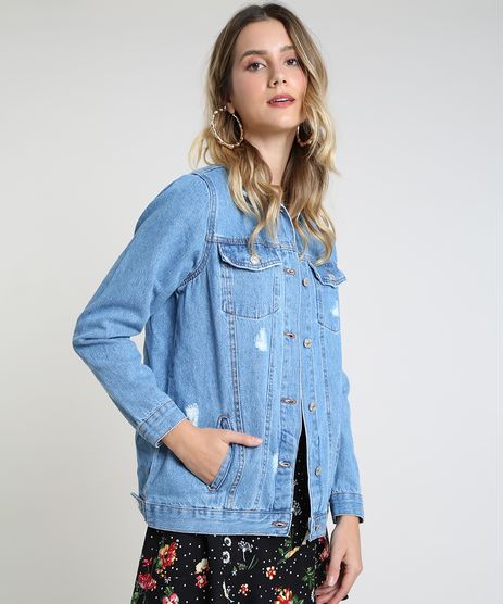 Jaqueta-Jeans-Feminina-Longa-Destroyed-com-Bolsos--Azul-Medio-9944883-Azul_Medio_1
