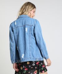 Jaqueta-Jeans-Feminina-Longa-Destroyed-com-Bolsos--Azul-Medio-9944883-Azul_Medio_2