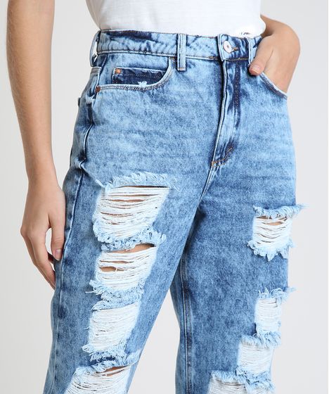 calça jeans feminina cintura alta destroyed