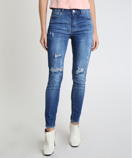 Calca-Jeans-Feminina-Sawary-Super-Skinny-Cintura-Alta-Destroyed-Azul-Medio-9935056-Azul_Medio_1