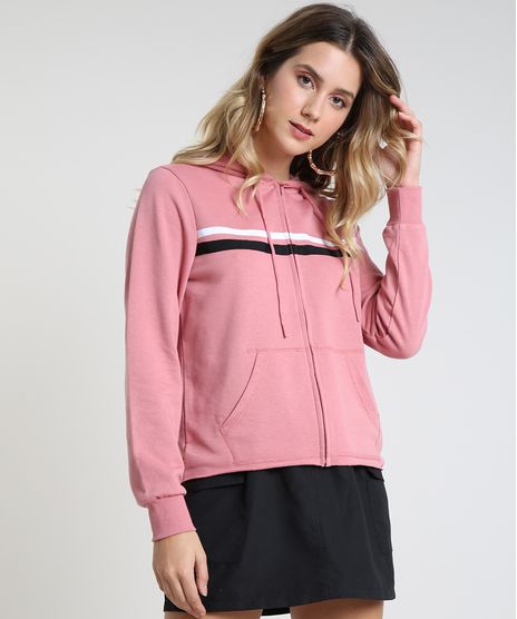 Blusao-Feminino-em-Moletom-com-Listras-e-Capuz-Rosa-9824005-Rosa_1