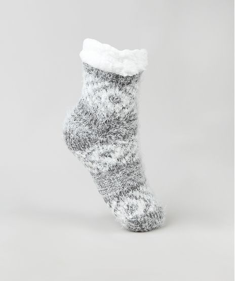 Meia-de-Inverno-Feminina-Cano-Medio-Estampada-Etnica-em-Trico-com-Pelo-Cinza-Mescla-9849646-Cinza_Mescla_1