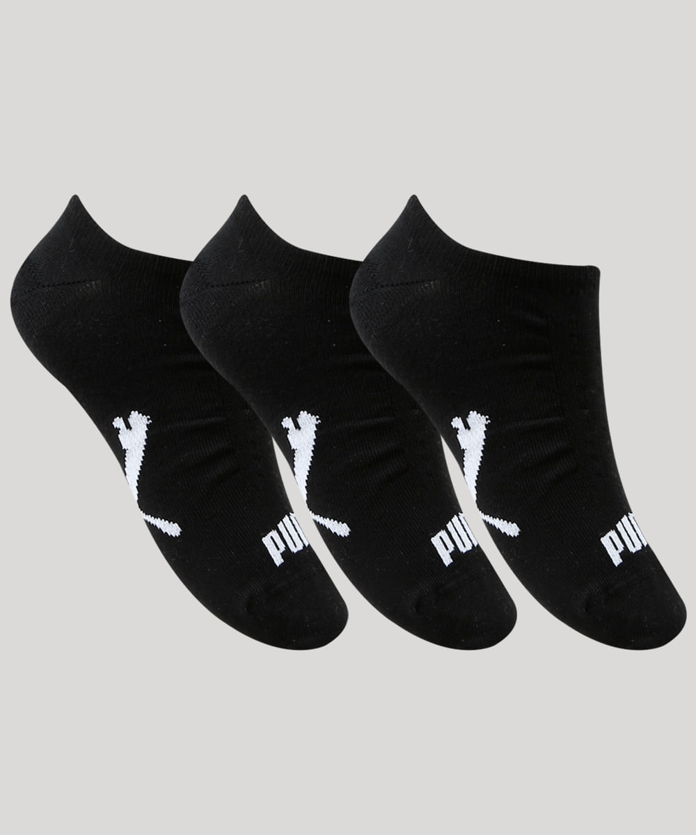 Kit de 3 Meias Masculinas Soquete Puma Preto Kit de 3 Meias Masculinas Soquete Puma Preto