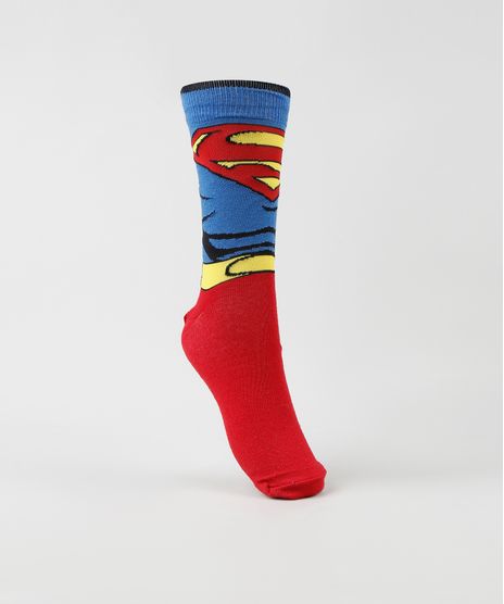 Meia-Masculina-Carnaval-Cano-Alto-Divertida-Super-Homem-Vermelha-9468290-Vermelho_1