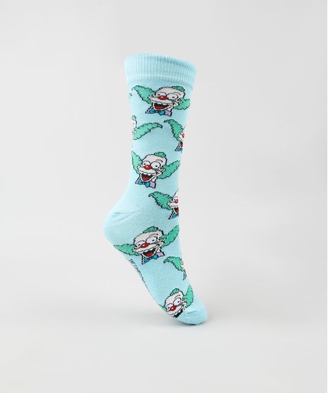 Meia-Masculina-Krusty-Os-Simpsons-Cano-Alto-Azul-Claro-9936922-Azul_Claro_1