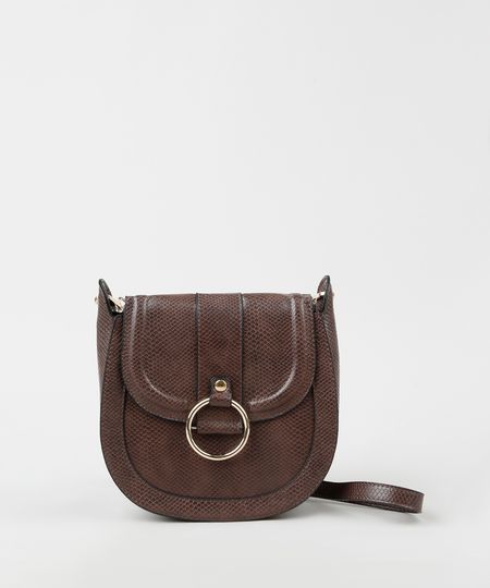 Bolsa-Feminina-Transversal-Pequena-Texturizada-Cobra-com-Argola-Marrom-9864015-Marrom_1