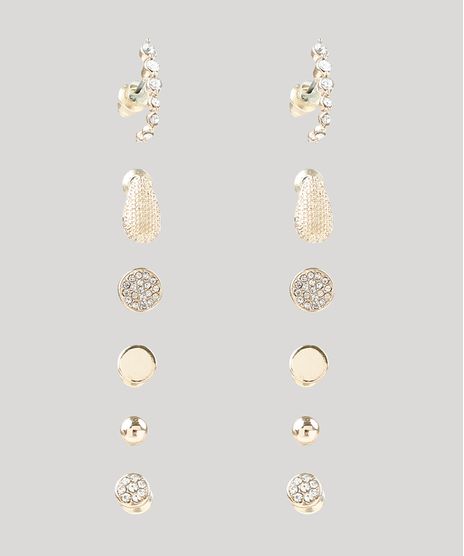 Kit-de-6-Brincos-Femininos-com-Strass-Dourado-9861484-Dourado_1