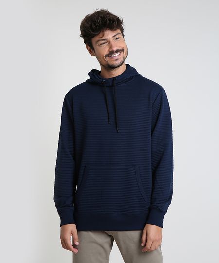 Blusao-Masculino-em-Moletom-Texturizado-com-Capuz-Azul-Marinho-9781712-Azul_Marinho_1