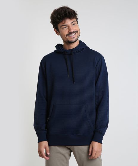 Blusao-Masculino-em-Moletom-Texturizado-com-Capuz-Azul-Marinho-9781712-Azul_Marinho_1