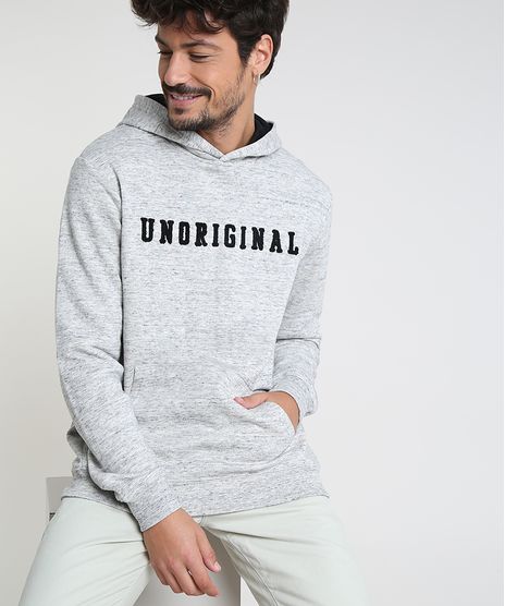 Blusao-Masculino--Unoriginal--em-Moletom-com-Capuz-Cinza-Mescla-9821210-Cinza_Mescla_1