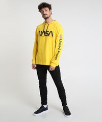 Camiseta-Masculina-NASA-com-Capuz-Manga-Longa-Amarela-9870734-Amarelo_3