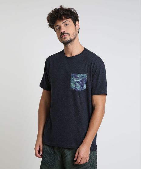 Camiseta-Masculina-com-Bolso-Estampado-de-Folhagem-Manga-Curta-Gola-Careca-Azul-Marinho-9939596-Azul_Marinho_1