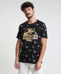 Camiseta-Masculina-Jurassic-Park-Estampada-Manga-Curta-Gola-Careca-Preta-9873333-Preto_1