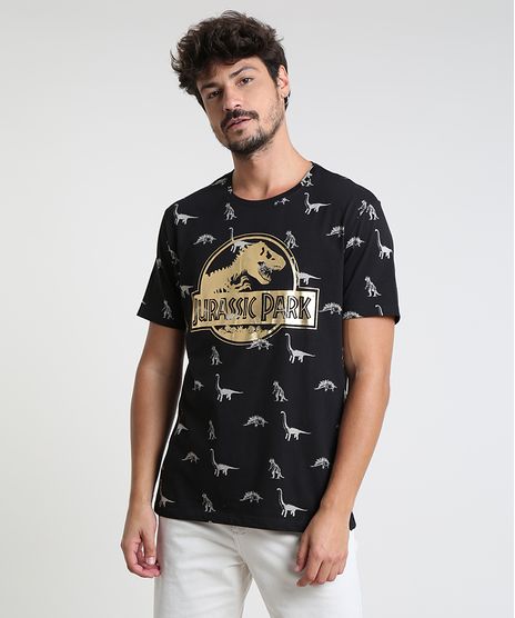Camiseta-Masculina-Jurassic-Park-Estampada-Manga-Curta-Gola-Careca-Preta-9873333-Preto_1