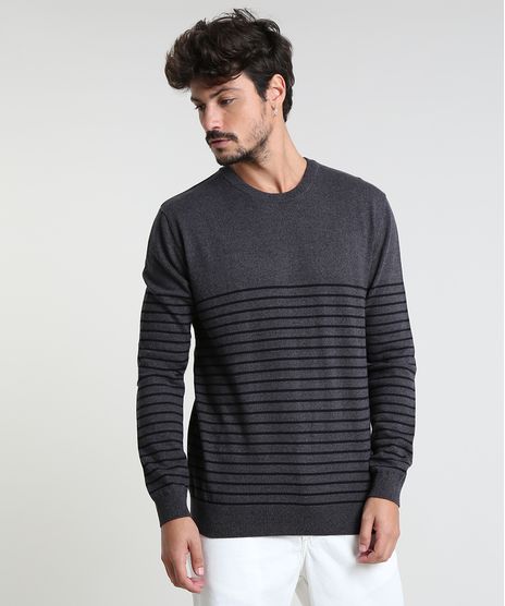 Sueter-Masculino-Listrado-Gola-Careca-Cinza-Mescla-Escuro-9789020-Cinza_Mescla_Escuro_1