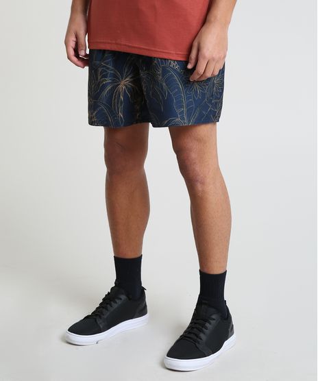 Short-Masculino-Estampado-de-Coqueiros-com-Bolsos-Azul-Escuro-9788131-Azul_Escuro_1