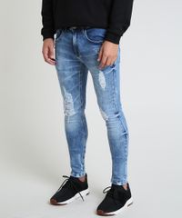 Calca-Jeans-Masculina-Super-Skinny-Destroyed-Azul-Medio-9884263-Azul_Medio_1