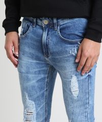 Calca-Jeans-Masculina-Super-Skinny-Destroyed-Azul-Medio-9884263-Azul_Medio_2