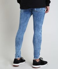 Calca-Jeans-Masculina-Super-Skinny-Destroyed-Azul-Medio-9884263-Azul_Medio_4