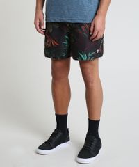 Short-Masculino-Estampado-de-Folhagem-com-Bolsos-Preto-9788127-Preto_1