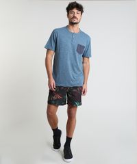 Short-Masculino-Estampado-de-Folhagem-com-Bolsos-Preto-9788127-Preto_3