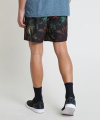Short-Masculino-Estampado-de-Folhagem-com-Bolsos-Preto-9788127-Preto_4