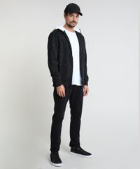 Blusao-Masculino-em-Moletom-com-Recortes-e-Pelo-Preta-9821417-Preto_3