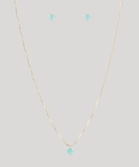 Kit-de-Brinco---Colar-Feminino-Folheados-com-Pedra-de-Coracao-Dourado-9657464-Dourado_1