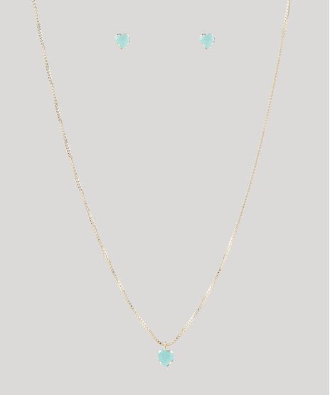 Kit-de-Brinco---Colar-Feminino-Folheados-com-Pedra-de-Coracao-Dourado-9657464-Dourado_1