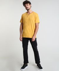 Camiseta-Masculina-BBB-Basica-com-Botoes-Manga-Curta-Gola-Careca-Mostarda-9555552-Mostarda_3