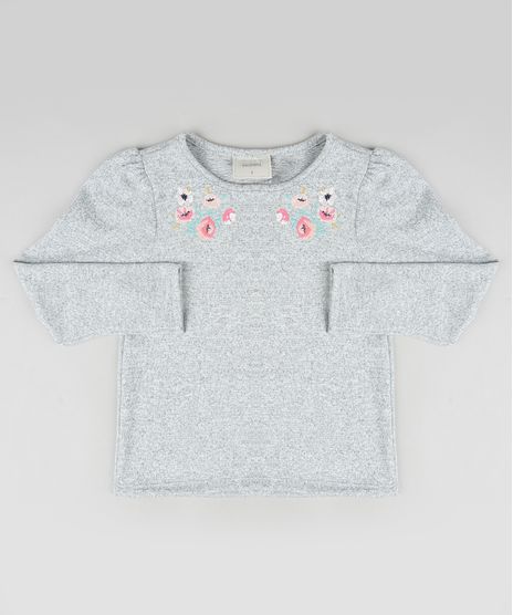 Blusa-Infantil-com-Bordado-de-Flores-Manga-Longa-Cinza-Mescla-9930316-Cinza_Mescla_1