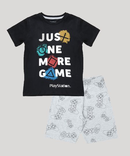 Pijama-Infantil-PlayStation-Manga-Curta--Preto-9879623-Preto_1
