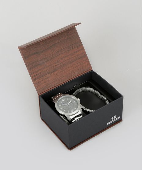 Kit-de-Relogio-Seculus-Masculino-Analogico---Pulseira---28696G0SVNA1KA-Prateado-8686667-Prateado_1