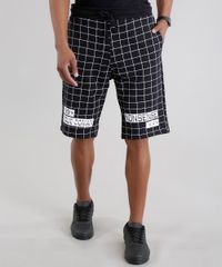 Bermuda-Relaxed-em-Moletom-Listrada-Preta-8589542-Preto_1