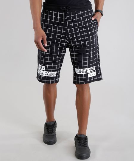 Bermuda-Relaxed-em-Moletom-Listrada-Preta-8589542-Preto_1