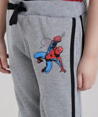 Calca-em-Moletom-de-Algodao---Sustentavel-Homem-Aranha-Cinza-Mescla-8474546-Cinza_Mescla_4