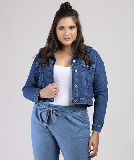 Jaqueta-Jeans-Feminina-Cropped-com-Bolsos-Azul-Escuro-9945400-Azul_Escuro_1